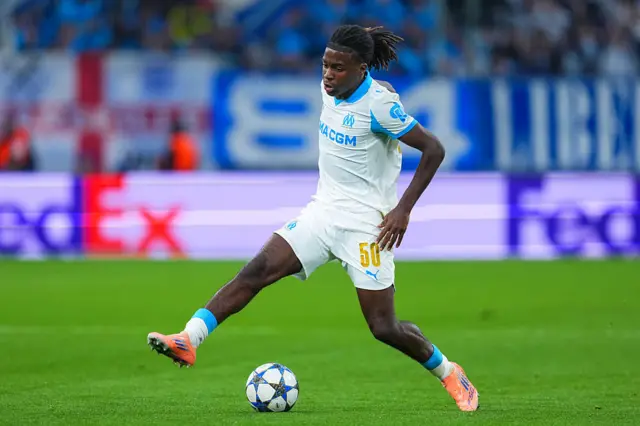 Darryl Bakola of Marseille runs with the ball