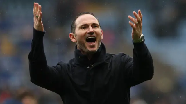 Coventry boss Frank Lampard celebrates after the 3-2 win over West Brom on Saturday, 22 November
