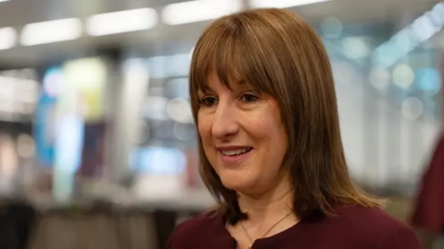 Rachel Reeves in a burgundy top