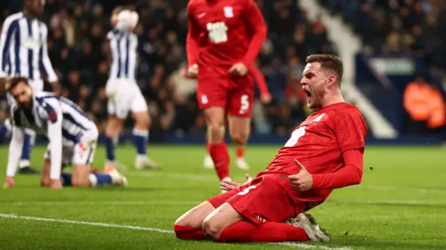 Marvin Ducksch celebrating his goal for Birmingham at West Brom