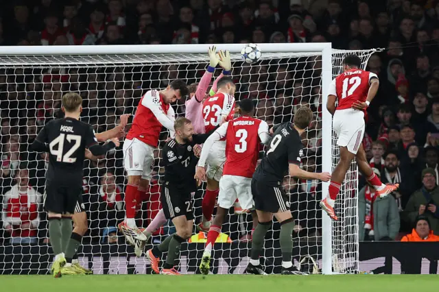 Jurrien Timber of Arsenal scores