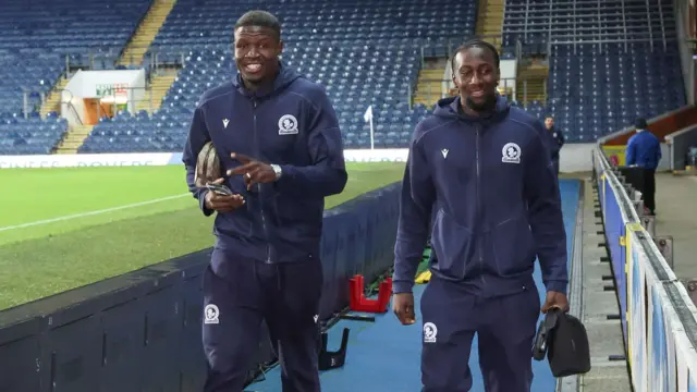 Blackburn Rovers forward Makhtar Gueye and Moussa Baradji arrive for the game
