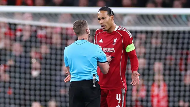 Virgil van Dijk of Liverpool protests