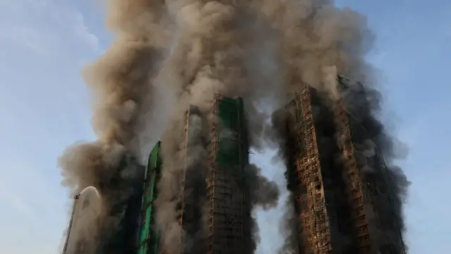 Hong Kong tower on fire