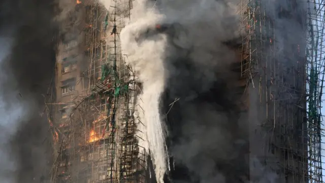 Hong Kong tower on fire