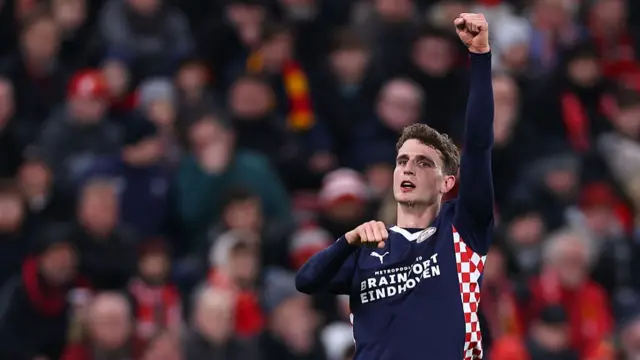 Guus Til of PSV celebrates after scoring