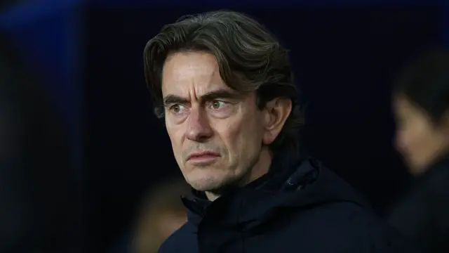 Thomas Frank looks on from the technical area