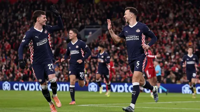 Ivan Perisic of PSV Eindhoven celebrates scoring