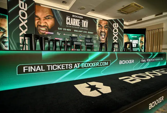 Boxxer press conference with empty seats on stage