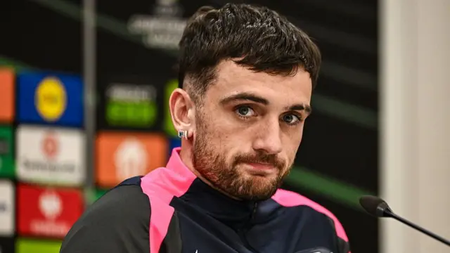 Troy Parrott during an AZ Alkmaar media conference