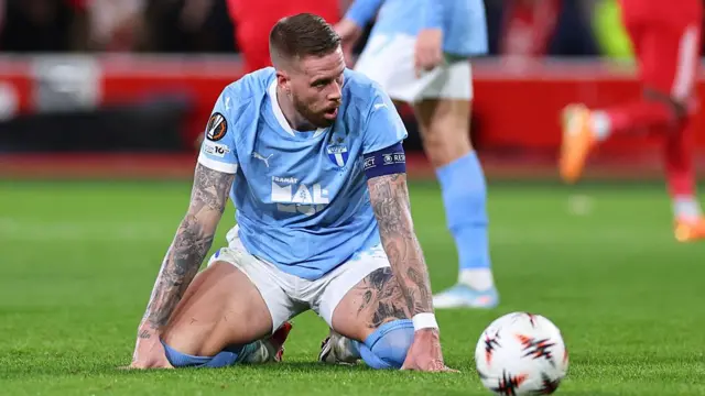 Pontus Jansson of Malmo reacts