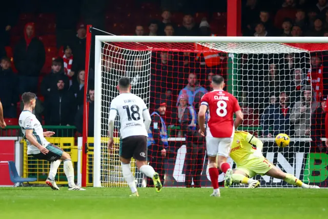 Danny Rose scores a penalty for Grimsby against Swindon