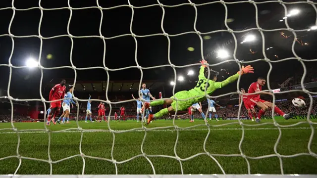 Nottingham Forest defender Nikola Milenkovic scores