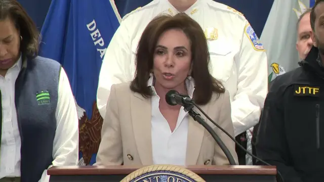 Jeanine Pirro pictured in front of the podium