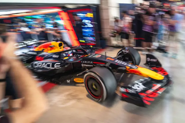 Max Verstappen leaves the Red Bull garage in Qatar