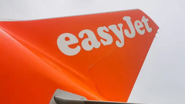 EasyJet logo on an airplane is seen at Paris Charles de Gaulle Airport in paris, France on November 14th, 2025.