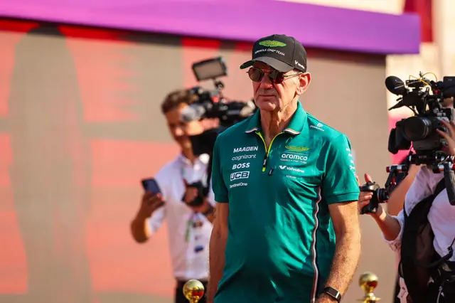 Adrian Newey arrives in the paddock in Qatar