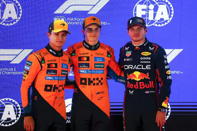 Lando Norris, Oscar Piastri and Max Verstappen