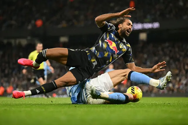 Josko Gvardiol fouls Leeds United striker Dominic Calvert-Lewin