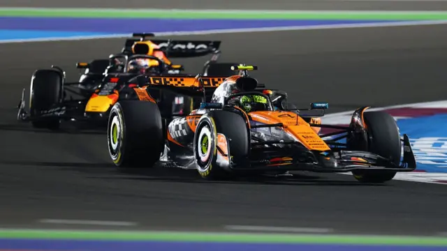 Lando Norris ahead of Max Verstappen