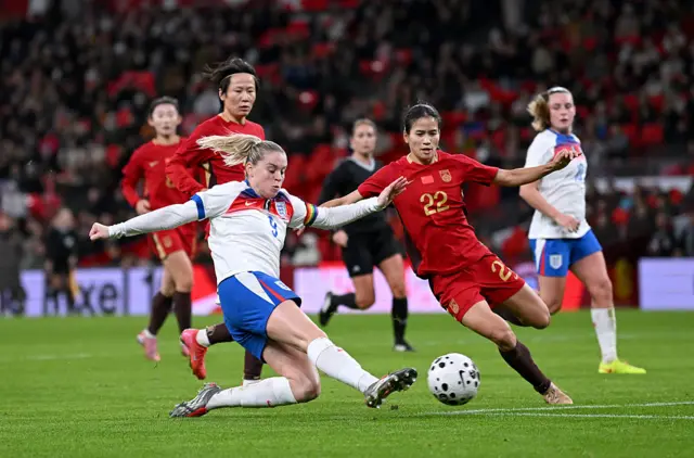 Alessia Russo scores for England.