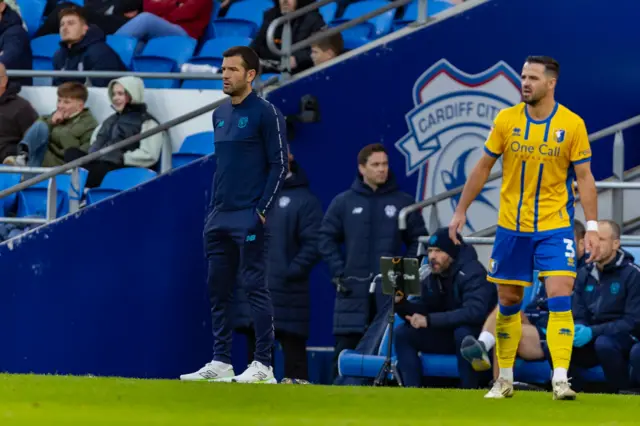 Cardiff head coach Brian Barry-Murphy during the game with Mansfield