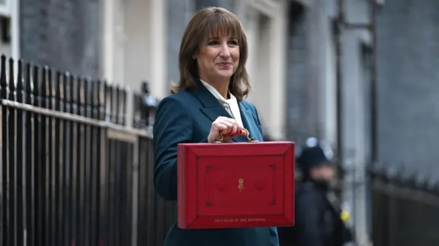 Chancellor of the Exchequer Rachel Reeves outside 11 Downing Street on Budget Day holding her ministerial red box