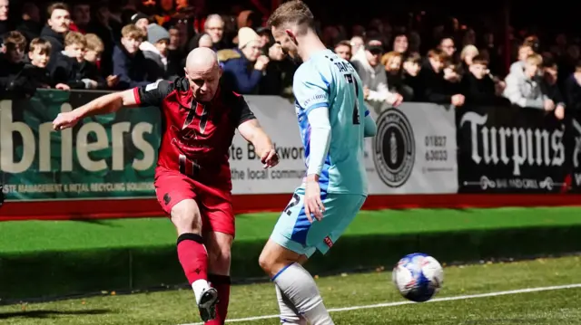 Tamworth's Tom Tonks sends in a cross against Leyton Orient