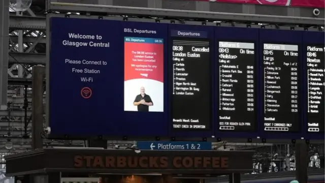 Departure board showing elays