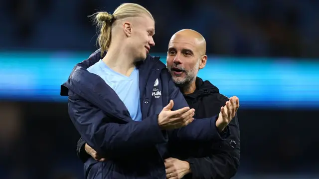 Erling Haaland and Pep Guardiola