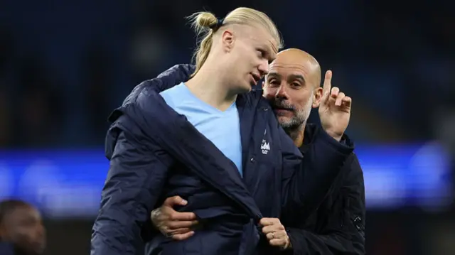 Erling Haaland and Pep Guardiola