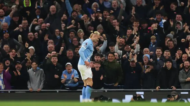 Erling Haaland doing the robot celebration