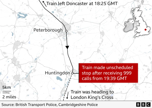 A map showing the location of Huntingdon in England
