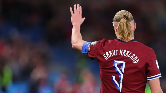 Erling Haaland in action for Norway