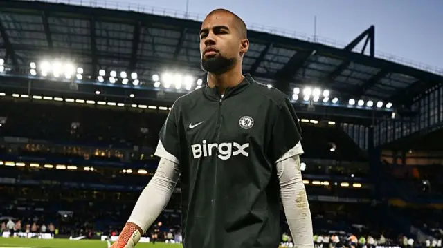 Robert Sanchez of Chelsea looks on