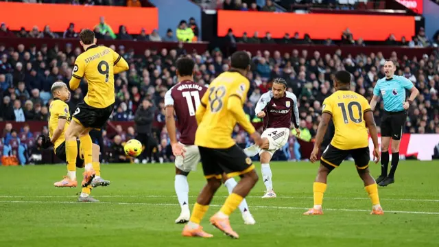 Boubacar Kamara of Aston Villa scores