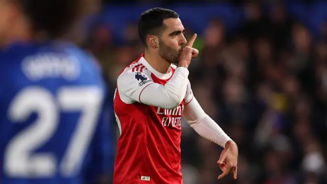 Mikel Merino of Arsenal celebrates scoring