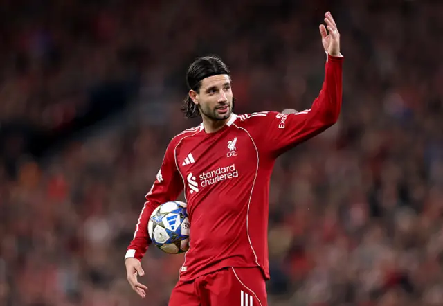 Dominik Szoboszlai of Liverpool gestures