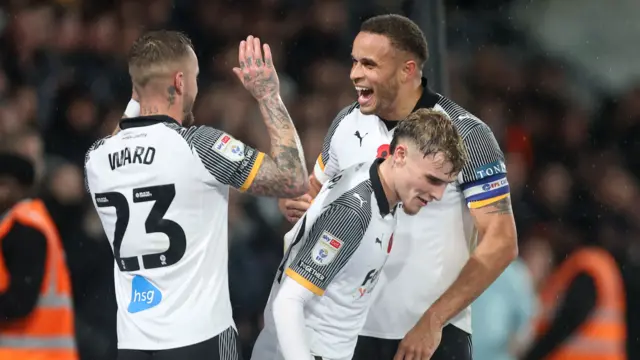 Derby scorer Carlton Morris celebrates