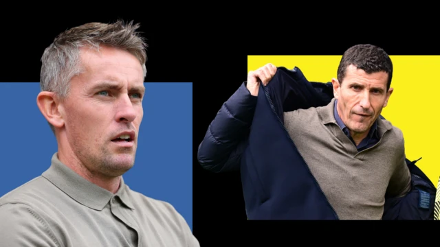 Photographs of Ipswich boss Kieran McKenna and Watford's Javi Gracia