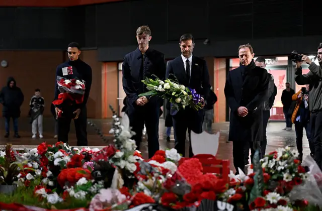 Trent Alexander-Arnold at Diogo Jota's memorial at Anfield