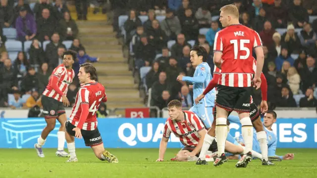 Tatsuhiro Sakamoto scores the equaliser for Coventry
