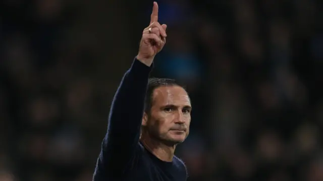 Coventry manager Frank Lampard raises a finger in celebration