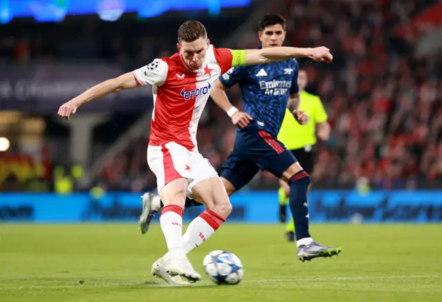 Lukas Provod of Slavia Praha passes the ball