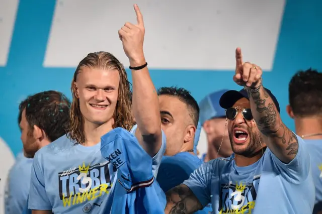 Erling Haaland during Manchester City's Treble season, when he scored 61 goals in 61 games for club and country