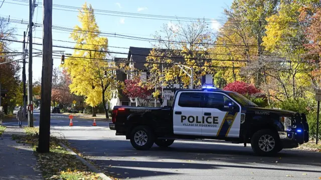 A police car outside Ridgewood