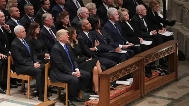 Cheney (second row, fifth from left) at the state funeral of former President George HW Bush in December 2018