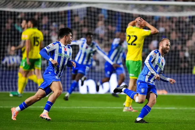 Barry Bannan celebrates his goal for Sheffield Wednesday against Norwich