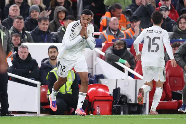 Trent Alexander-Arnold running on to the pitch