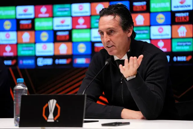 Unai Emery holds a Europa League news conference